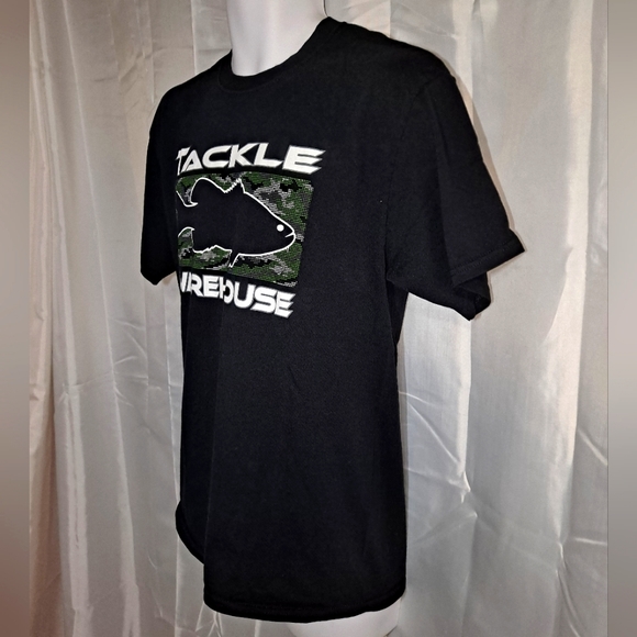 Tackle Warehouse Fishing T-shirt Men's Medium Black Port & Company Unisex Crew - Picture 3 of 9